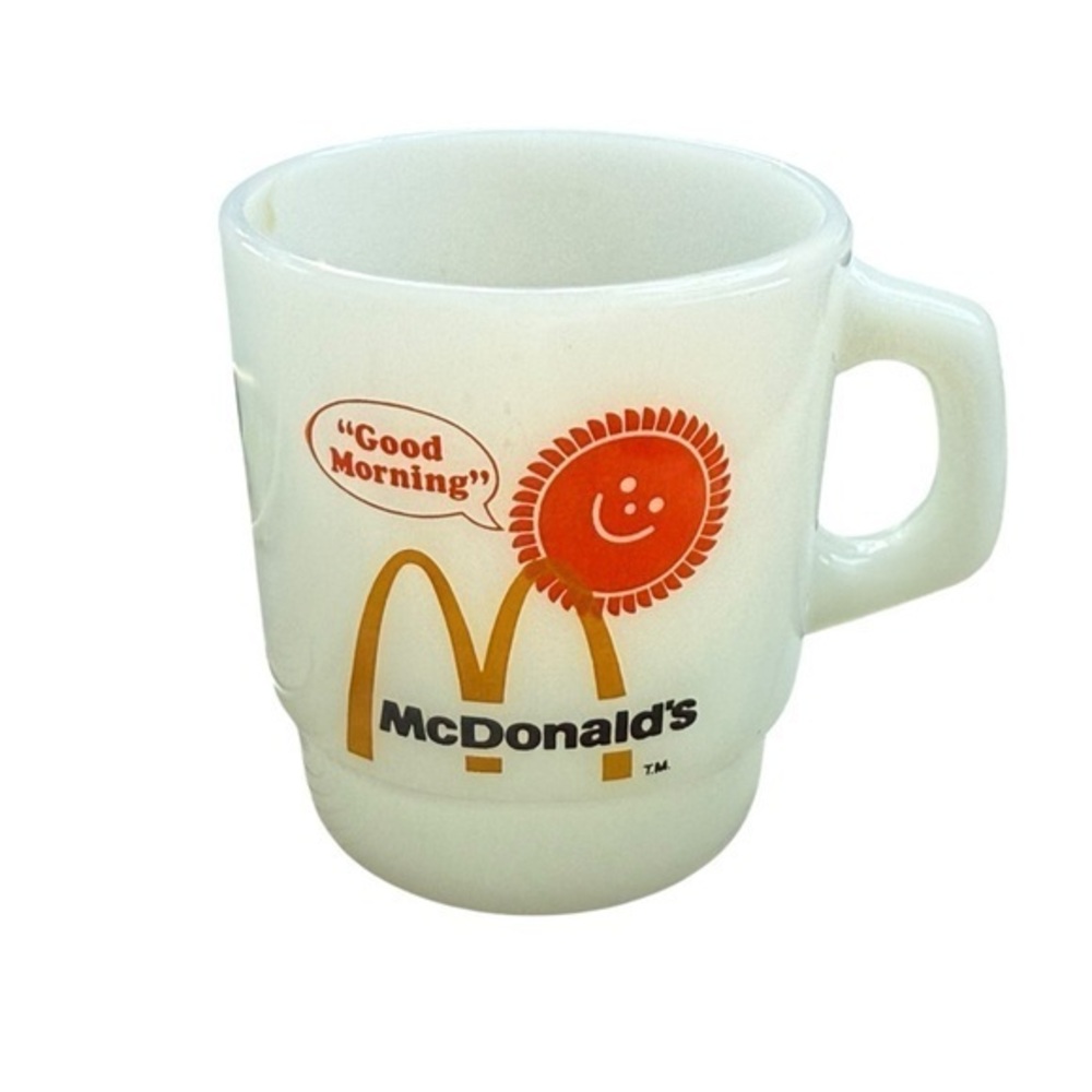 McDonald's White and Orange Vintage Milk Glass Mugs  Anchor Hocking  Collector
